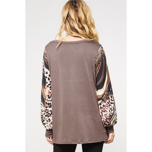 Promesa Striped & Leopard Keyhole Top - Picture 3 of 5